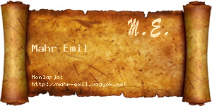 Mahr Emil névjegykártya